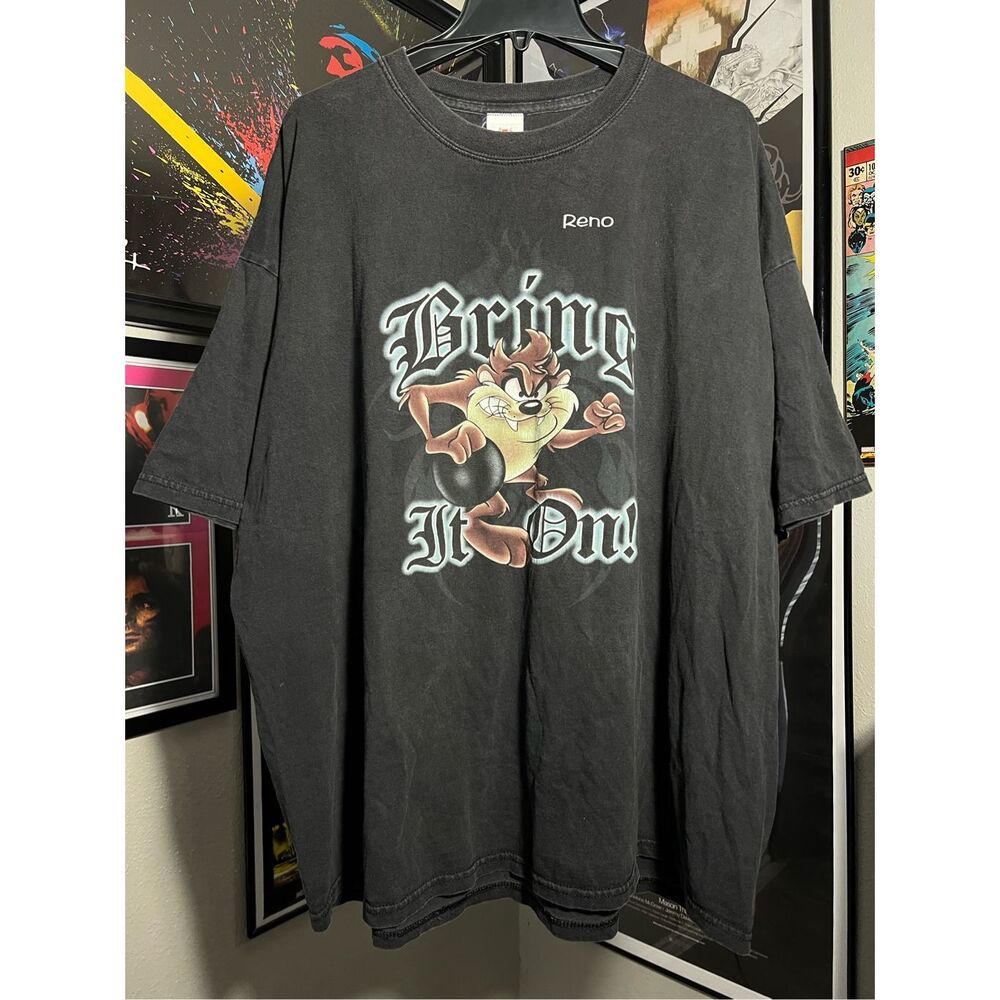Vintage Y2K Looney Tunes Taz Bowling Bring It On Tee - Picture 1 of 7